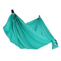 a blue hammock hanging on a white background