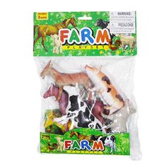 farm animals in plastic bags on a white background with the words farm printed on it