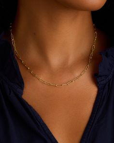 This stylish Crew Link Necklace features an interlocking link design and push hinge closure, making it easy to wear and perfect for layering with your favorite necklaces. Its beautiful textured detail adds a touch of elegance to any outfit. We love it layered with shorter, dainty gold chains for an easy, everyday layer. Crew Link Necklace in 18k Gold, Women's by gorjana Short Layer, Long Layer, Earrings Stacking, Chain Layering, Jewelry Gift Guide, Statement Rings Diamond, Pearl Gifts, Layered Chain Necklace, Layered Chain