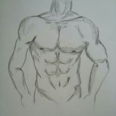 a drawing of a man's back with no shirt on, and his hands behind him