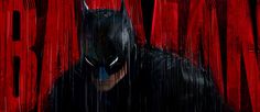 batman in the rain with red background