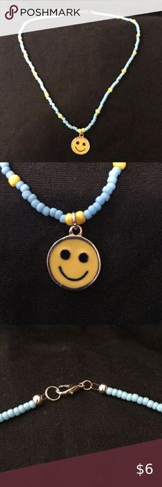 Hand Beaded Necklace, Yellow Smiley Face, Inspired Necklace, 90s Inspired, Indie Kids, Crafted Jewelry, Fashion Photoshoot, Blue And Yellow, Me When