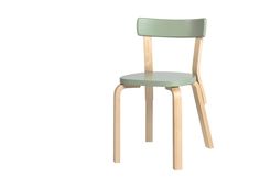 69 chair designed by Alvar Aalto for Artek in birch and green. Alvar Aalto Chair, Scandinavia Design, Green Dining Chairs, Iconic Chairs, Timber Furniture, Nordic Interior, Classic Kitchens, Cafe Chairs, Nordic Design