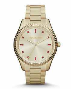 Michael Kors Mid-Size Golden Stainless Steel Blake Three-Hand Glitz Watch - Neiman Marcus Last Call Swiss Watch Brands, Stainless Steel Band, Steel Watch, Black Watch, Steel Bracelet, High Quality Jewelry, Michael Kors Watch, Stainless Steel Bracelet, Watch Design