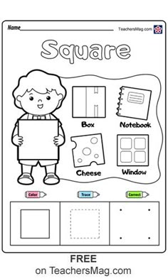 a square worksheet with pictures and words on it