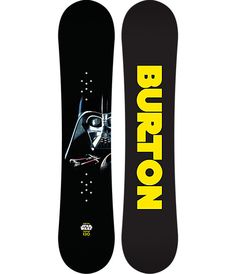 a snowboard with the words burton on it and an image of star wars characters