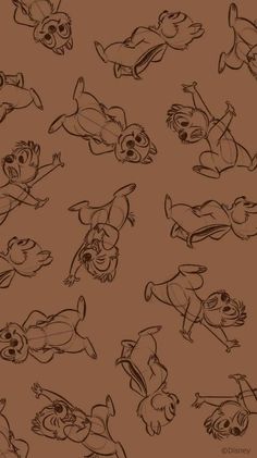 an image of cartoon animals on a brown background