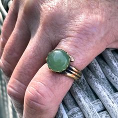 Genuine green Aventurine gemstone ring Size 7.5 ring size metal is brass We do our best to choose each stone carefully and purposefully for every piece.. However there might be slight differences in color size shape and clarity which makes each item unique and one of a kind.Each piece of jewelry will come in a colored drawstring bag for it’s protection and storage or to be ready to give as a gift.Our gemstone jewelry are all original designs by Lisa Beth and LDE Affinity Jewelry. They are hand c Aventurine Gemstone Ring Jewelry, Handmade Green Brass Rings, Handmade Adjustable Green Emerald Ring, Handmade Green Crystal Ring For Healing, Green Crystal Healing Ring, Unique Green Brass Ring, Unique Green Aventurine Jewelry, Unique Green Brass Rings, Green Spiritual Crystal Ring For Healing