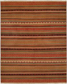 an orange and brown striped rug