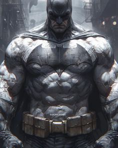 batman standing in the middle of a city