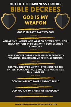 Powerful Prayers to shield you with the Power of God against all spiritual attacks! God is your battleaxe a strong + mighty weapon agasint your spiritual enemy. Learn how to change your life in Out of the Darkness eBooks with God's Power! #spiritual #SpiritualGuidance #Spiritualliving #fireofgod #powerofgod #weapon #shieldweapon #shield #SupernaturalDivine #SpiritualityInspiration #spiritualprayers #spiritualwellness #spiritualenergies Prayer For My Family, Prayer Strategies, Warfare Prayers, Deliverance Prayers, Spiritual Warfare Prayers, Out Of The Darkness, Christian Affirmations, I Declare