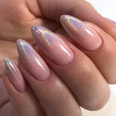 Ombre Chrome Nails, Chrome Nails Designs, Almond Shape Nails, Almond Nails Designs, Almond Acrylic Nails, Almond Nail, Nails Almond, Pretty Acrylic Nails, Best Acrylic Nails