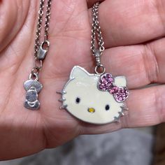 Have Here From Kimora Lee Simmons For Simmons Co Hello Kitty Pendant Necklace. Sterling Silver Pink Sapphire Bow And Diamond Bale. I Believe This Was Sold Through Zales. Small Diamond On The Bow At End Of Chain As Well. Will Accept A Good Offer. Kimora Lee Simmons, Cat Pendants, Necklace Sterling Silver, Pink Sapphire, Hello Kitty, Sapphire, Kitty, Womens Sizes, Women Jewelry