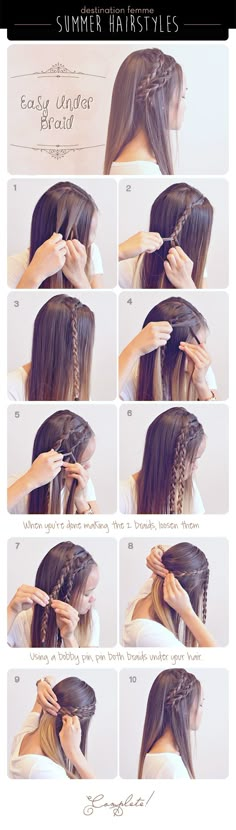 Long Summer Hair, Hair Braid Diy, Braided Hairdo, Hair Tutorials Easy, Penteado Cabelo Curto, Short Hairstyle, Braided Hairstyles Easy