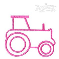 a pink tractor embroidered design on a white shirt or tank top with the word applique