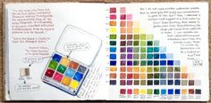 an open book with different colored paints on the page and instructions to use them for painting