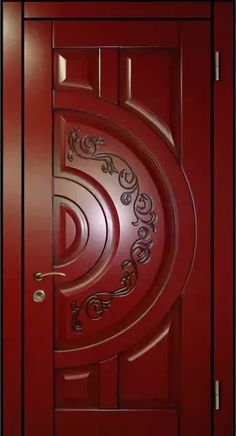 a red door with an intricate design on it