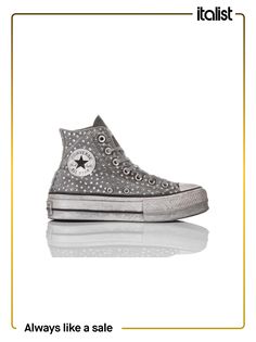 Sides with Swarovski, grey original shoelaces. We recommend taking half a size up Converse Platform, Womens Shoes Sneakers, Shoe Laces, Converse, Shoes Sneakers, Women Shoes, Sneakers, The Originals, Grey