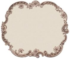 an ornate frame with flowers and scrolls on the edges, is shown in beige tones