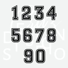 the numbers are black and white in different styles, including one that has been digited