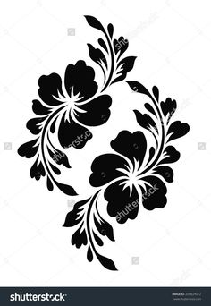 a black and white silhouette of flowers