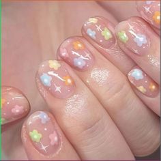 Nails Oval, Cute Short Nails, Cute Simple Nails, Flower Nail Designs, Nails For Kids, Nails Spring, Spring Nail Art