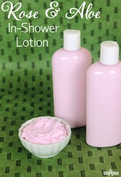 Rose and Aloe In-Shower Lotion. In-shower lotion is like a conditioner for the skin. The product is applied while in the shower and is lightly rinsed off. It's a great alternative for those who do not like the “sticky” feel of lotion before it absorbs. In Shower Lotion Diy, Diy In Shower Body Lotion, Diy Body Conditioner, Diy Lotions, Homemade Lotions, Shower Lotion, Soap Queen, Lotion Recipe, Diy Rose