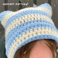 This is the crochet pattern (PDF), NOT the physical product! ☆  For the physical beanie, please check out the "Custom Crochet Cat Ear Beanie Hat" listing on my shop.  ★ This pattern is beginner friendly! The only stitches and techniques used are chains, slip stitches, double crochets and foundation double crochet chains (for fdc, a tutorial is linked if needed). This pattern does not teach you how to crochet or how to do the stitches, it just gives you instructions on how to make the beanie! ★ Materials you will need - Around 150 meters/165 yards of any weight 4 (arcylic) yarn - 4.5 mm hook - Yarn needle - Measuring tape (Different weights of yarns should also be able to work with this pattern and the recommended hook!) ★ The pattern is made to measure, which means you can make the beanie Foundation Double Crochet, Cat Beanies, Crochet Chains, Crochet Cat Ear Beanie, Slip Stitches, Cat Ear Beanie, Crochet Cat Hat, Ear Beanie, Cat Ears Hat