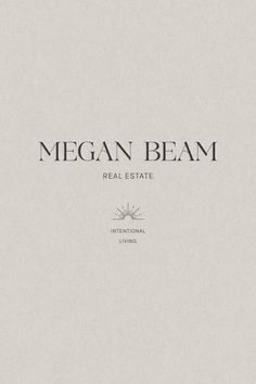 the front cover of a real estate brochure for megan beam, which is printed in black and white