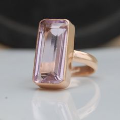 Rose Quartz 18K Matte Finish Rose Gold Ring, Pink Rose Quartz Birthstone 18K Matte Finish Yellow Gold Sterling Silver Ring by uniquegemsjewels on Etsy https://www.etsy.com/listing/637324359/rose-quartz-18k-matte-finish-rose-gold Rose Gold Amethyst Ring As A Gift, Gemstone Rings Vintage, Pink Rose Quartz, Rose Quartz Stone, Fabulous Jewelry, Pink Ring, Quartz Rose, Quartz Ring, Rose Gold Ring