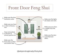 Promote good energy coming into your house with these home front entrance and door tips. Front porch ideas. #fengshuibasics #frontporchideas #homedesign Feng Shui Entryway, Feng Shui Design, Magical Home, Front Entrance, Front Entrances