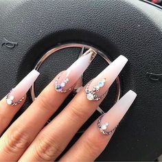 Rhinestone Nails Around Cuticle, Fade Nails, French Fade, Ombre Acrylic, Nails Design With Rhinestones, Casual Nails, Pretty Nail Designs, Purple Diamond