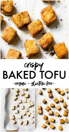 crispy baked tofu on a baking sheet