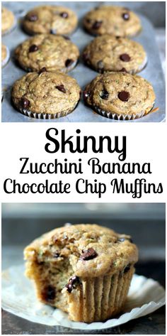 Zucchini Banana Chocolate Chip Muffins are healthy, moist and insanely delicious! Banana Chocolate Chip Muffins Healthy, Healthy Chocolate Chip Muffins, Muffins Blueberry, Zucchini Banana, Banana Chocolate Chip Muffins, Zucchini Muffins, Banana Chocolate, Banana Chocolate Chip, Healthy Muffins