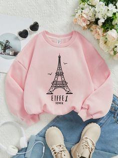 Baby Pink Casual Collar Long Sleeve Knitted Fabric Letter,Slogan Pullovers Embellished Slight Stretch  Tween Girls Clothing Cute Winter Outfits For Kids 10-12, Oversized Kawaii Sweatshirt For Winter, Kawaii Cotton Sweatshirt For Winter, Cheap Kawaii Winter Sweatshirt, Pink Kawaii Long Sleeve Sweatshirt, Reborn Toddler Girl, Casual Outfits For Teens, Fancy Tops, Shein Outfits