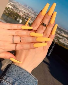 Acrylic Nails Yellow, Coffin Nails Ombre, Coffin Nails Matte, Studded Nails, Nails Colors