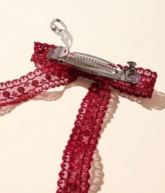 Boutique By BKE Lace Hair Bow Barrette - Red , Women's Maroon Raw edge embroidered mesh barrette. Apparel & Accessories Lace Hair Bow, Ribbon Barrettes, Bow Barrette, Women's Hair Accessories, Vintage Ribbon, Lace Hair, The Boutique, Women's Hair, Hair Accessories For Women