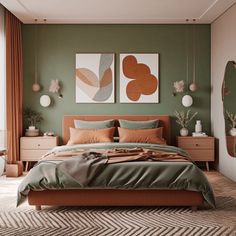 Modern bedroom decoration ideas Bedroom Green, Bedroom Designs, Decor Living Room, Bedroom Colors, Bed Room, Rooms Home Decor, Decor Living, Home Decor Bedroom