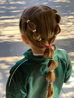 Colorful Ponytail Hairstyles, School Friendly Hairstyles, Hair Styles For Short Hair Girls Kids, Crazy Hairstyles For School, Kids Hairstyles Long Hair, Hair Styles For School Kids, Hairstyles For Elementary School