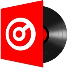 a red and black vinyl record with the letter o on it