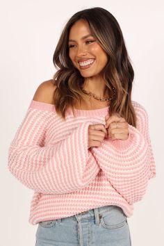 Becca Crewneck Waffle Stitch Stripe Knit Sweater - Pink - Petal & Pup USA Pink Must Haves, Cute Clothes To Buy, Spiderweb Sweater, Stripe Knit Sweater, Petal And Pup, Waffle Stitch, Weekend Wear, Preppy Outfits, Pink Stripes