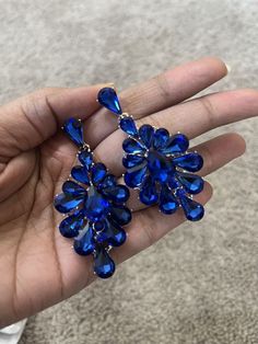 New! Royal Blue Dangle Rhinestone  Crystal Pageant Earrings Long Silver  Wedding was just added to eBay. Check it out! #eBay #eBaySeller Earrings Long Silver, Dark Blue Earrings, Pageant Earrings, Evening Earrings, Long Silver Earrings, Sparkle Earrings, Fashion Jewelry Earrings, Earrings Long, Glass Crystal