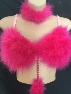 Designer Neon pink Fluffy Rave Bra Clubwear EDC Party 34c Rave Outfits Pink, Neon Bra, Burlesque Party, Athena Dresses, Festival Outfits Rave, Womens Costumes, Rave Bra, Ankle Strap Sandals Heels, Fur Clothing