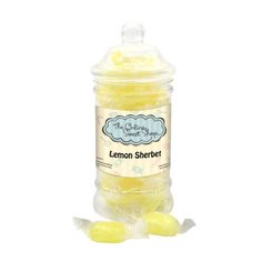 lemon sherbet candy in a glass jar