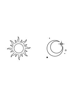 a black and white drawing of the sun and moon