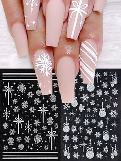 2 stuks 3D Kerstmis Sneeuwvlok Nail Art Stickers, Zelfklevende Sneeuwvlok Patroon Schuif Nail Art Decals, Kerstmis Nieuwjaar Winter Nail Art Ontwerp Decoratie DIY Nail Art Benodigdheden Wit    PET Kerstmis Patroonstickers   Nail,Hand & Foot Care, size features are:Bust: ,Length: ,Sleeve Length: Winter Nails Acrylic, Snowflake Nails, Christmas Nails Acrylic, Nail Swag, Colorful Nail Designs, Festival Nails, Diy Nail Art