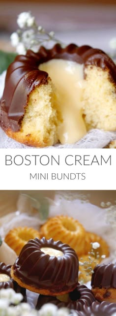 boston cream mini bundts with chocolate frosting