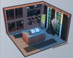 Sims Closet Ideas, Sims Dressing Room, Sims 4 Dressing Room, Sims 4 Gaming Room, Sims 4 Interior Design Ideas, Sims 4 Rooms, Sims Room, Sims 2 House