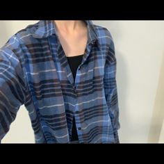 Cute And Trendy Blue Flannel. Gives The Oversized Look! Everyday Blue Button-up Flannel Shirt, Blue Button-up Everyday Flannel Shirt, Blue Relaxed Fit Flannel Shirt For Winter, Blue Flannel Winter Top, Blue Flannel Tops For Winter, Oversized Blue Flannel Long Sleeve Shirt, Oversized Blue Long Sleeve Flannel Shirt, Blue Relaxed Fit Button-up Flannel Shirt, Blue Winter Tops For Daywear