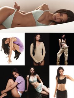 an image of a woman posing for the camera with her body in different positions and poses